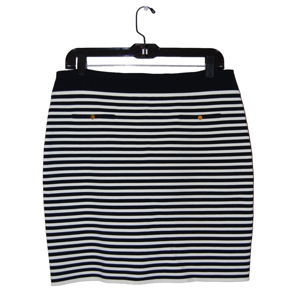 Reiss Navy White Stripe Print Gold Hardware Size Large
